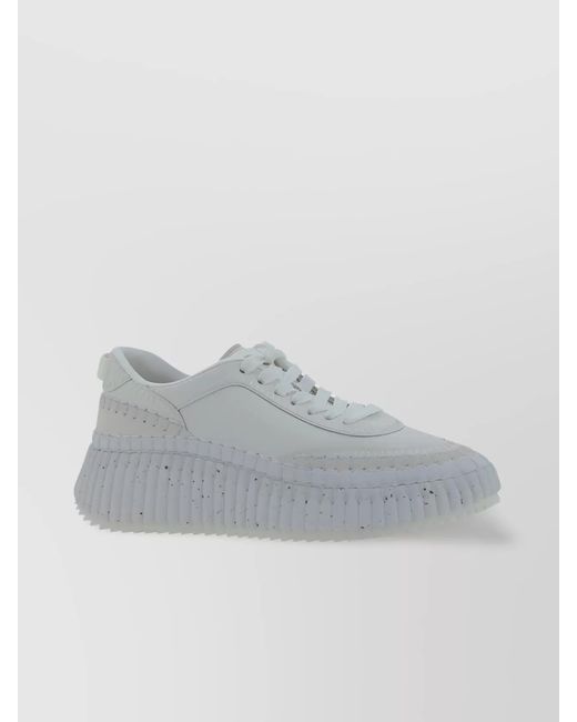 Chloé Gray Leather Low-Top Sneakers