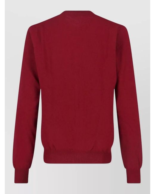 COMME DES GARÇONS PLAY Red Wool Crewneck Cardigan