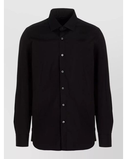 Barba Napoli Blue Poplin Shirt Straight Cut Buttoned Cuffs Long Sleeves for men