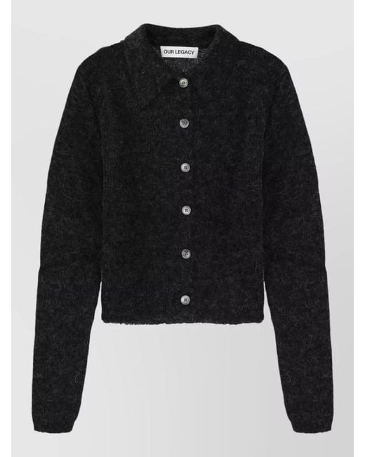 Our Legacy Black Solid Shirt Collar Polo