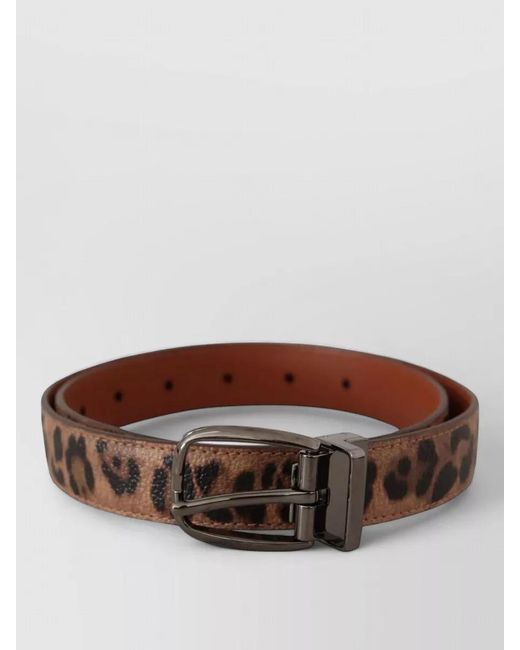 Dolce & Gabbana Brown Leopard Embossed Leather Buckle Belt