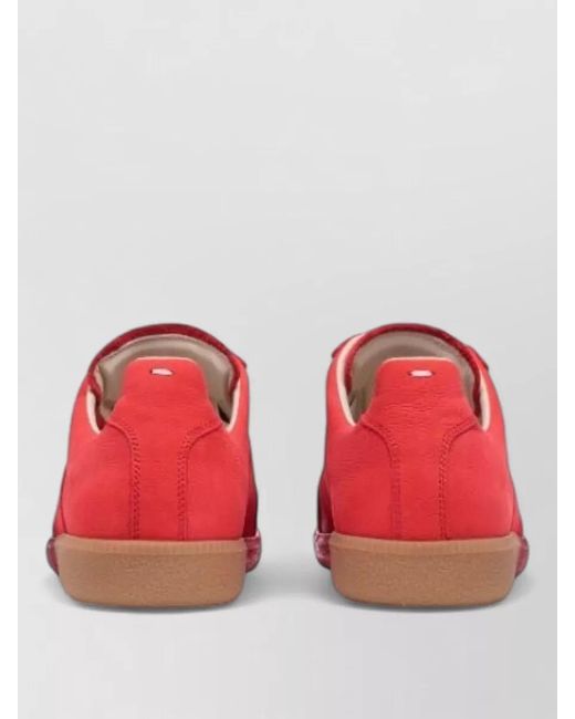 Maison Margiela Red Low Top Lace Up Patent Sneakers