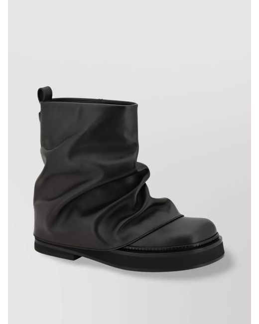 The Attico Black Leather Mini Robin Combat Ankle Boots