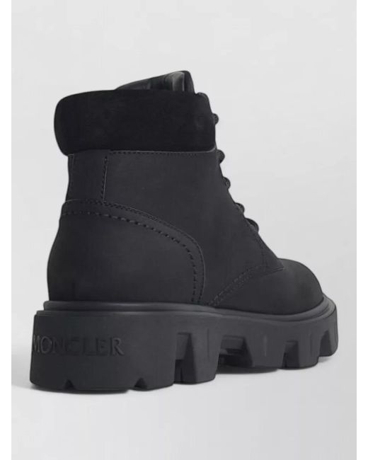 Moncler Black Leather Ankle Boots for men