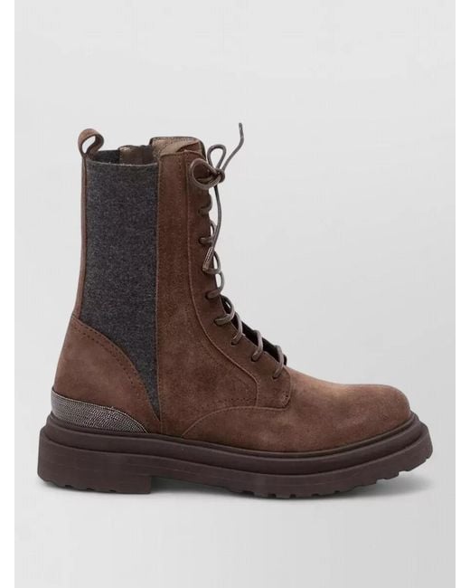 Brunello Cucinelli Brown Lace Up Ankle Boots Chunky Sole
