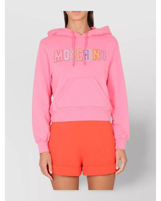 Moschino Pink Crochet Hooded Sweatshirt