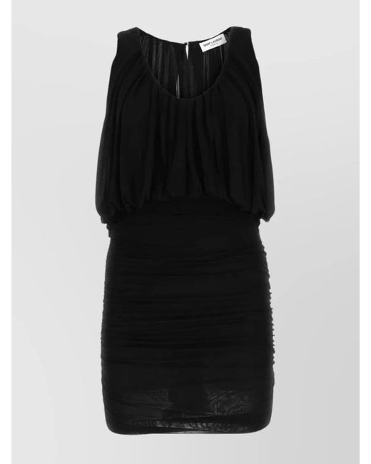 Saint Laurent Women Black Cupro Mini Dress main image 0