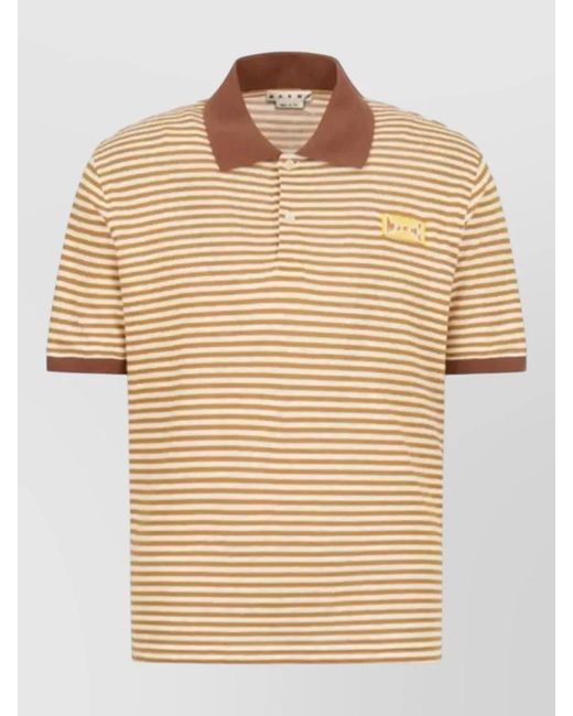 Marni Natural Striped Regular-Fit Polo Shirt for men