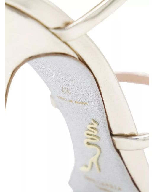 Rene Caovilla Natural Metallic Spiral Strap Sandals
