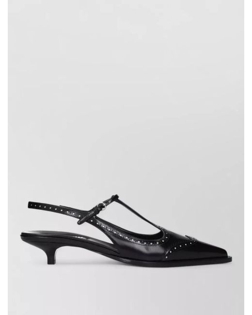 Miu Miu Black Leather Mid Heel Pumps