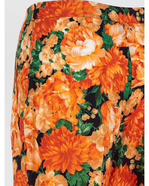 Pinko Orange Arese Trousers Flared Leg Floral Pattern