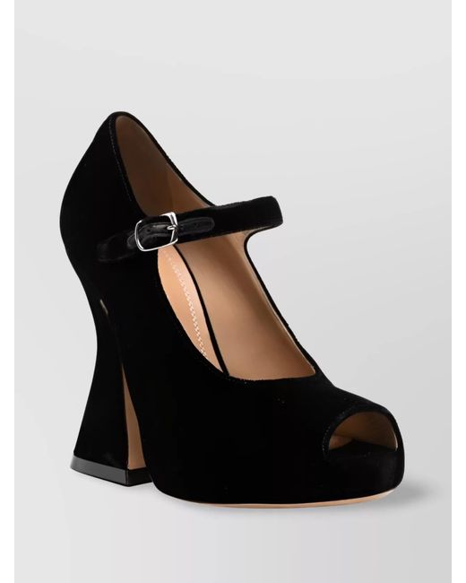 Maison Margiela Black Velvet Peep-Toe Sandals