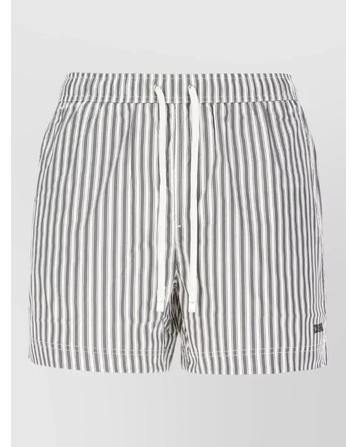 Zegna White Swim Shorts Striped Pattern Side And Back Pockets for men