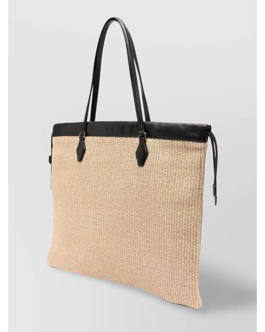 Jimmy Choo Natural Raffia Tote Bag Side Drawstrings