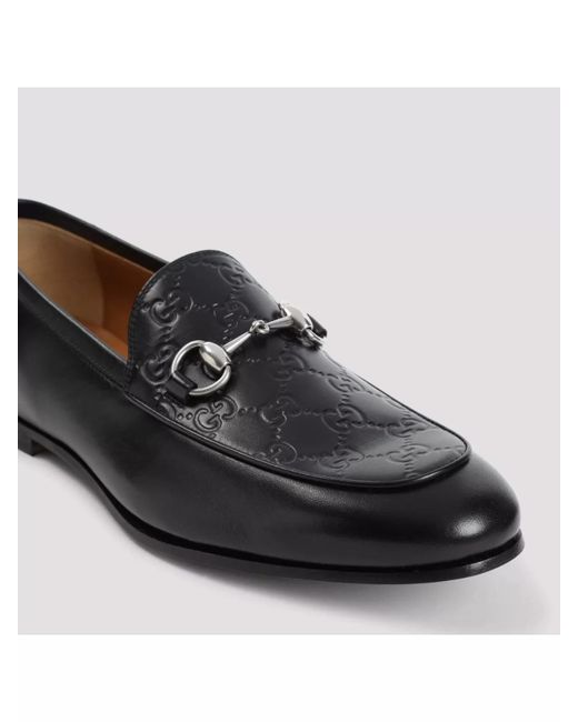 Gucci Black Leather Horsebit Loafers for men
