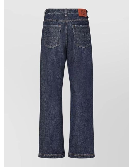 Fendi Blue Denim Straight-Leg Trousers for men