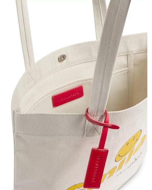 DSquared² Gray Printed Canvas Tote Bag for men