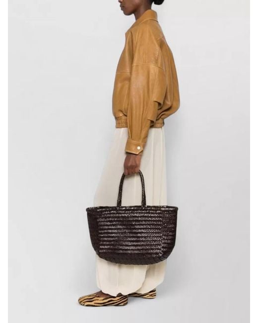 Dragon Diffusion Black Woven Beach Bag Tote Two Top Handles