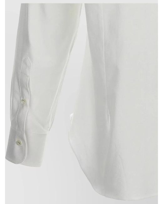 Barba Napoli White Cotton Shirt Tailored Collar Long Sleeves Buttoned Cuffs for men