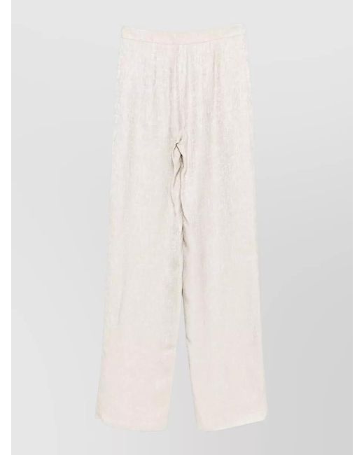 Emporio Armani White High-Rise Straight-Leg Trousers