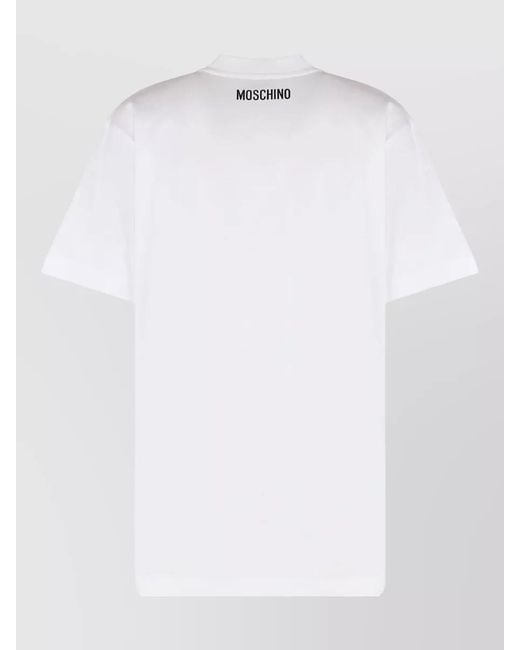 Moschino White Graphic Cotton T Shirt Crew Neck