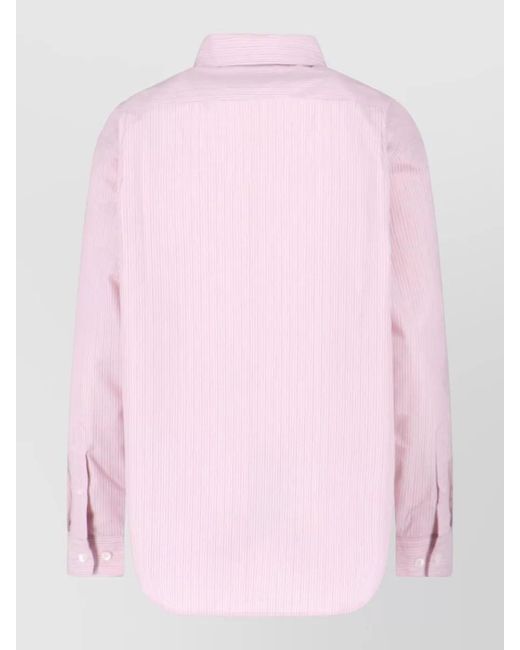 DUNST Pink Long Sleeve Striped Casual Top Style