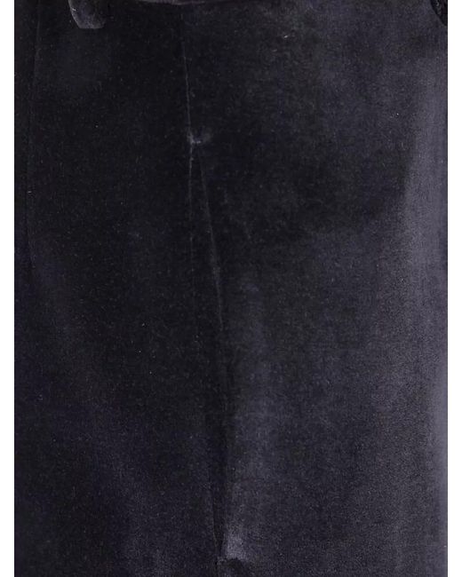 Jil Sander Blue High Waist Trousers Belt Loops Pleats Velvet for men