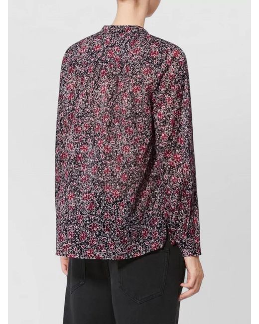 Isabel Marant Purple Cotton Floral Print Long Sleeve Blouse