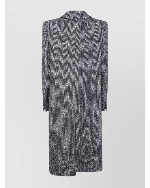 Tagliatore Gray Herringbone Pattern Long Sleeve Coat