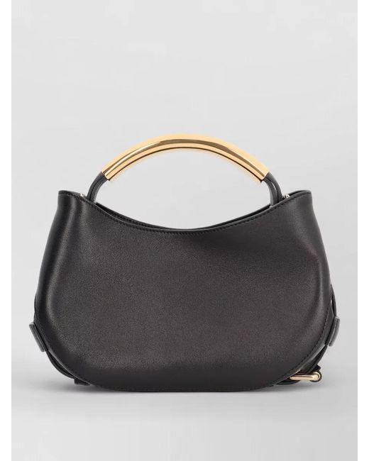 Moschino Gray Leather Shoulder Bag Top Handle Design