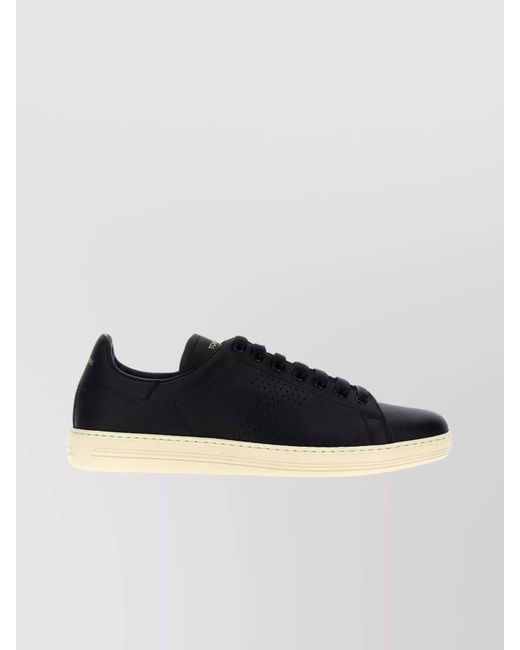 Tom Ford Black Leather Low-Top Sneakers for men