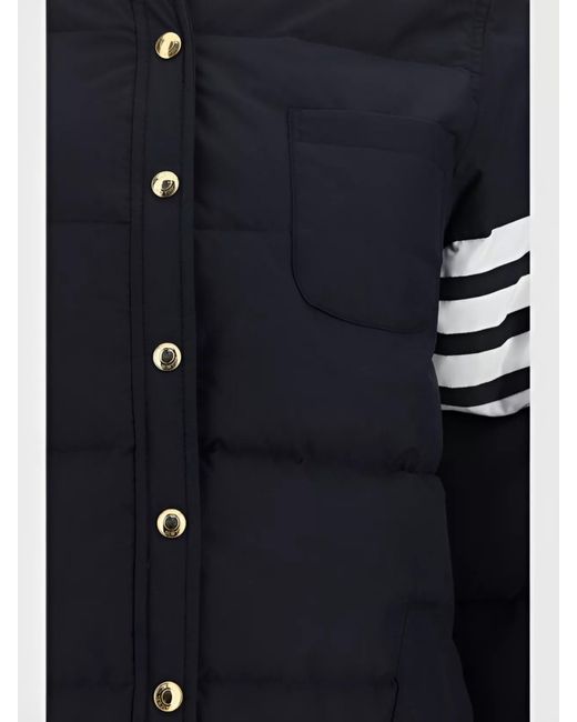 Thom Browne Blue Down Hooded Puffer Coat