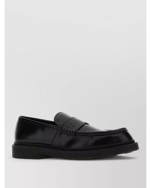 Jil Sander White Leather Penny Loafers Round Toe Strap for men
