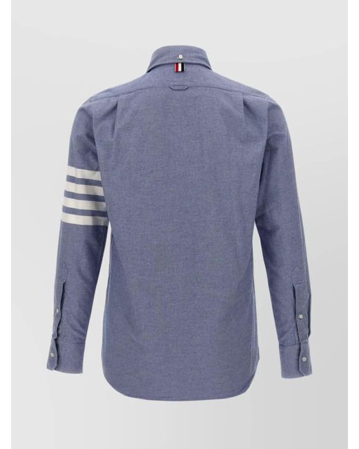 Thom Browne Blue Cotton Straight-Fit Long-Sleeve Shirt for men