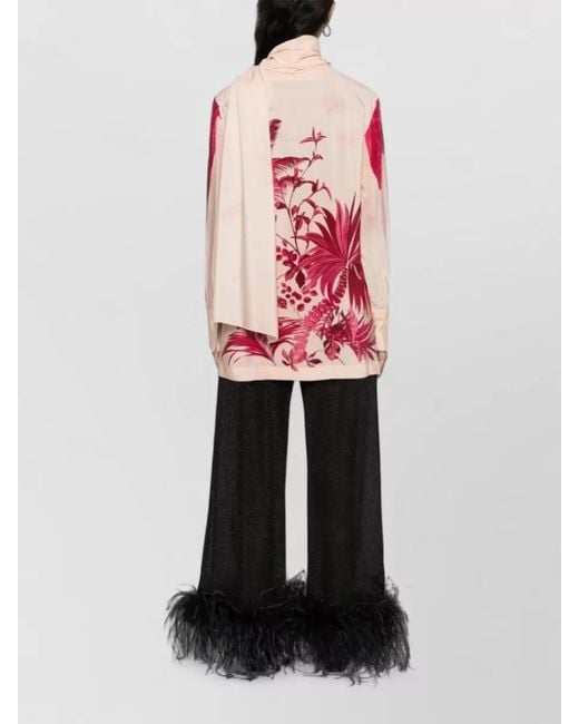 F.R.S For Restless Sleepers Pink Crepe De Chine Shirt Palm Tree Print