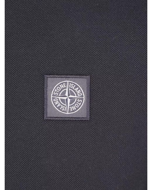Stone Island Blue Cotton Short-Sleeve Polo Shirt for men