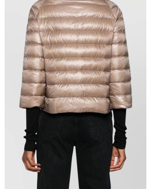 Herno Natural Down Quilted Funnel Neck Short Puffer Jacket