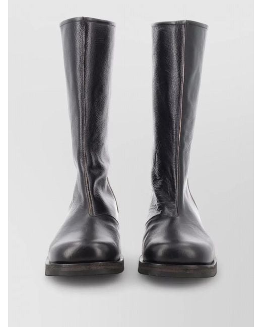 Our Legacy Black Mid Calf Block Heel Round Toe Boots