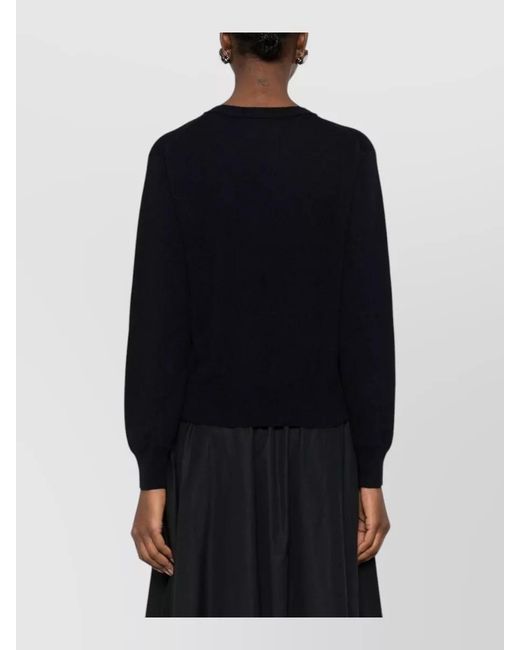 Lisa Yang Blue Cashmere Crew-Neck Long-Sleeve Sweater