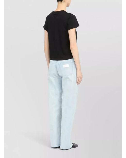 MM6 by Maison Margiela Black Cotton Crew-Neck Short-Sleeve T-Shirt