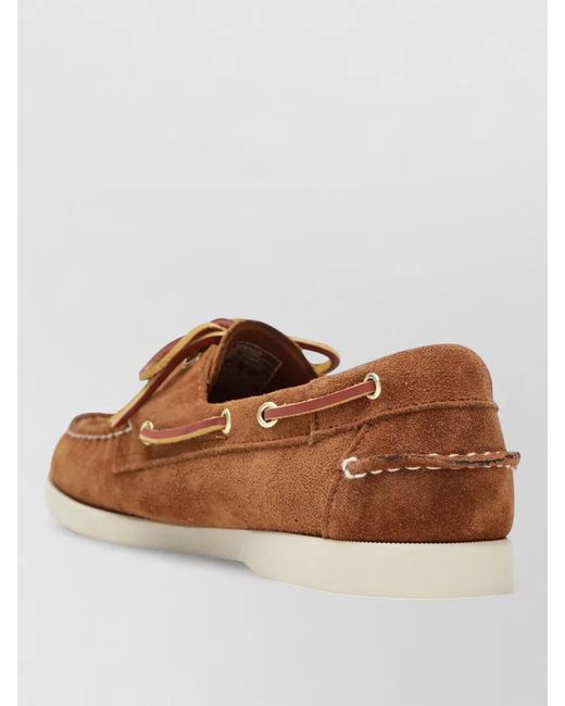 Sebago Brown Boat Shoes Rubber Sole Slip On Suede for men