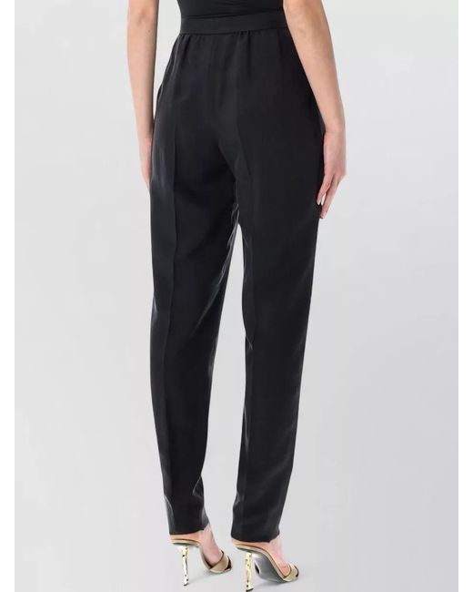 Saint Laurent Black Silk Habotai Tailored Trousers Straight Leg