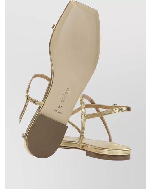 Aeyde Natural Ella Flat Sandals Metallic Strappy Design