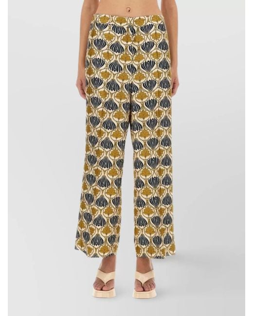 Max Mara Multicolor Wide Leg Silk Trousers With Elastic Waistband