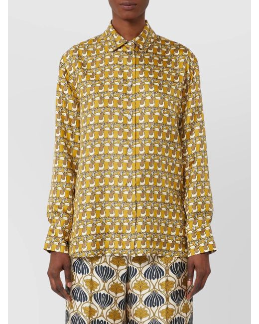 Max Mara Metallic Silk Reversible Printed Shirt