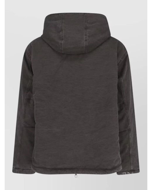 Carhartt Gray Hooded Jacket Casual Style Side Pockets for men
