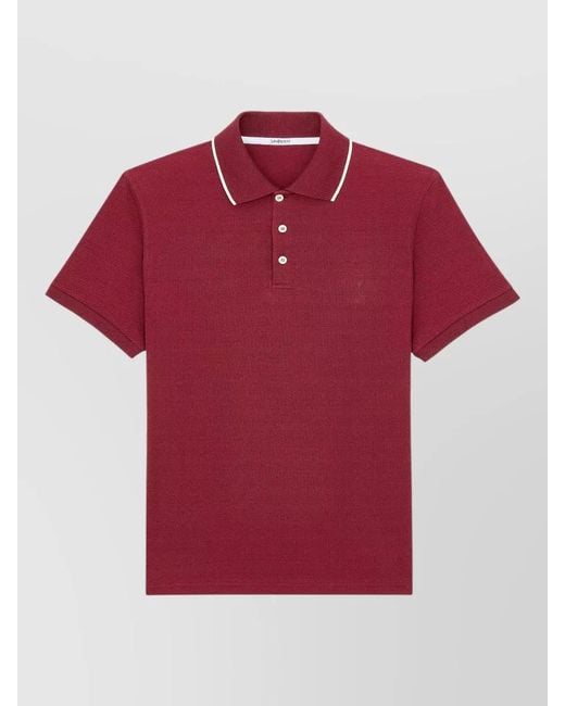 Saint Laurent Red Cassandre Cotton Pique Polo T-Shirt for men