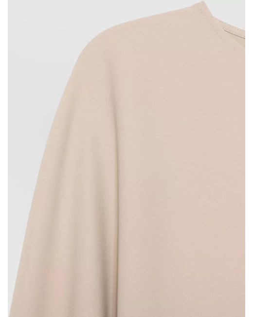P.A.R.O.S.H. Natural Belted Waist Long Sleeve Boat Neck Dress