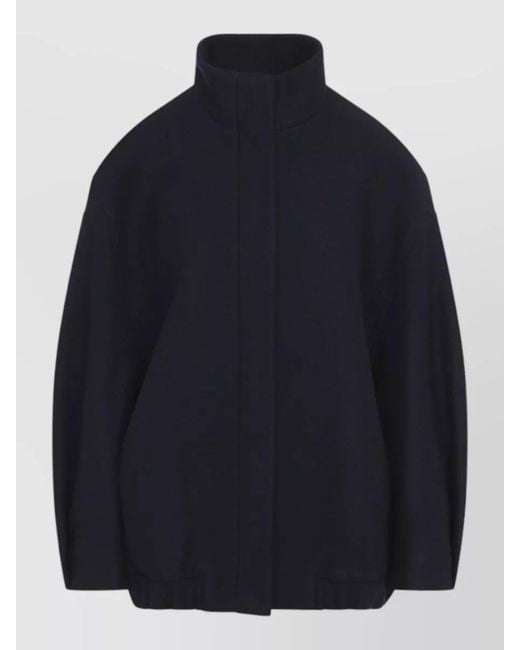 Dries Van Noten Blue Voles Wool Blend Structured Collar Jacket