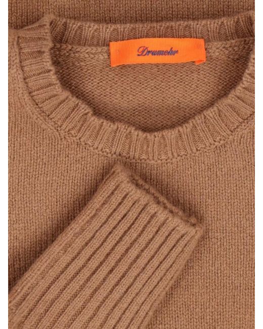 Drumohr Brown Lambswool Crewneck Jumper for men